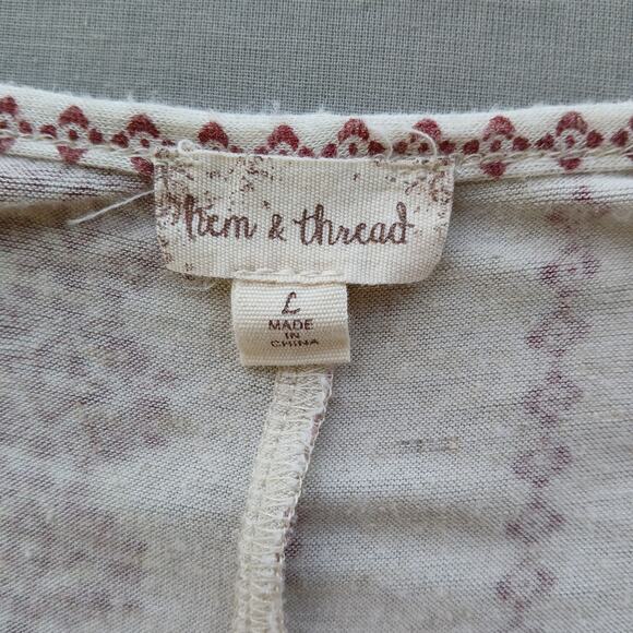 hem & thread cold shoulder faux wrap tank top L tan red adjustable straps L4998 - Picture 7 of 12